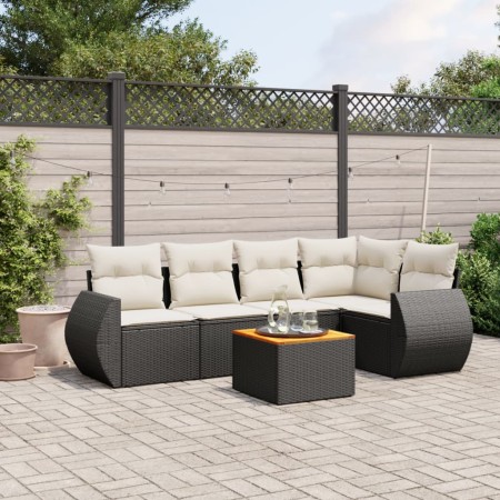 6-piece garden sofa set and black synthetic rattan cushions by , Garden sets - Ref: Foro24-3257323, Price: 393,19 €, Discount: %