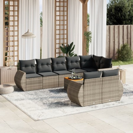 9-teiliges Gartenmöbel-Set und graue synthetische Rattankissen von , Gartensets - Ref: Foro24-3257425, Preis: 651,99 €, Rabat...