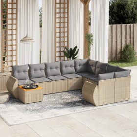 Gartensofa-Set mit beigen Kissen, 10-teilig, synthetisches Rattan von , Gartensets - Ref: Foro24-3257501, Preis: 738,95 €, Ra...