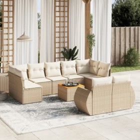 Garden sofa set with beige cushions 10 pieces synthetic rattan by , Garden sets - Ref: Foro24-3257486, Price: 842,08 €, Disco...