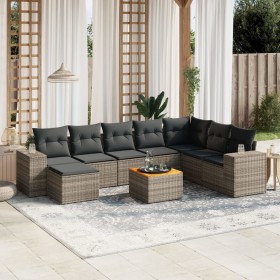 9-piece garden furniture set and gray synthetic rattan cushions by , Garden sets - Ref: Foro24-3257915, Price: 578,94 €, Disc...