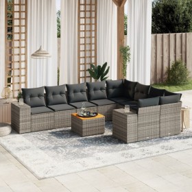 10-piece garden sofa set with gray synthetic rattan cushions by , Garden sets - Ref: Foro24-3257936, Price: 679,72 €, Discoun...