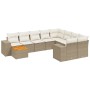 Gartensofa-Set mit beigen Kissen, 10-teilig, synthetisches Rattan von , Gartensets - Ref: Foro24-3257941, Preis: 863,38 €, Ra...