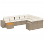 11-teiliges Gartensofa-Set mit beigen synthetischen Rattankissen von , Gartensets - Ref: Foro24-3257962, Preis: 804,99 €, Rab...