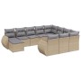 11-teiliges Gartensofa-Set mit beigen synthetischen Rattankissen von , Gartensets - Ref: Foro24-3257522, Preis: 747,24 €, Rab...