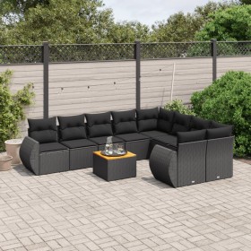 Gartensofa-Set 10-teilig mit schwarzen synthetischen Rattankissen von , Gartensets - Ref: Foro24-3257490, Preis: 670,99 €, Ra...