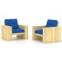 Garden chairs cushions 2 pcs royal blue impregnated pine wood by , Garden chairs - Ref: Foro24-3065799, Price: 354,53 €, Disc...