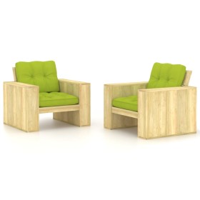 Garden chairs cushions 2 pcs bright green impregnated pine wood by , Garden chairs - Ref: Foro24-3065800, Price: 354,99 €, Di...