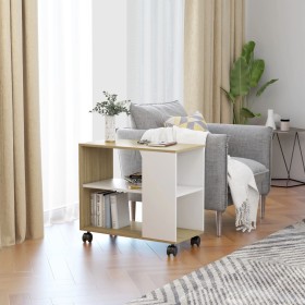 Oak white plywood side table 70x35x55 cm by , Side tables - Ref: Foro24-802125, Price: 83,31 €, Discount: %