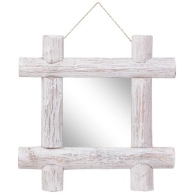 White recycled solid wood log mirror 50x50 cm by vidaXL, Mirrors - Ref: Foro24-283931, Price: 39,99 €, Discount: %