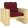 Garden chair and cushions red wine impregnated pine wood by , Garden chairs - Ref: Foro24-3065750, Price: 159,72 €, Discount: %