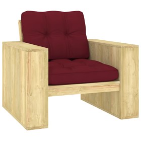 Silla de jardín y cojines vino tinto madera pino impregnada de , Sillas de jardín - Ref: Foro24-3065750, Precio: 159,99 €, De...