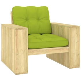 Silla de jardín cojines verde brillante madera pino impregnada de , Sillas de jardín - Ref: Foro24-3065752, Precio: 161,99 €,...