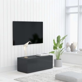 Gray plywood TV cabinet 80x34x30 cm by , TV Furniture - Ref: Foro24-801861, Price: 49,34 €, Discount: %