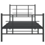 Bed frame with headboard and black metal footboard 90x200 cm by , Beds and slatted bases - Ref: Foro24-355572, Price: 74,99 €...