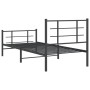 Bed frame with headboard and black metal footboard 90x200 cm by , Beds and slatted bases - Ref: Foro24-355572, Price: 74,99 €...