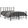 Black metal headboard and footboard bed frame 140x190 cm by , Beds and slatted bases - Ref: Foro24-355579, Price: 113,84 €, D...