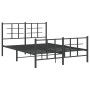 Black metal headboard and footboard bed frame 140x190 cm by , Beds and slatted bases - Ref: Foro24-355579, Price: 113,84 €, D...