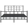 Black metal headboard and footboard bed frame 140x190 cm by , Beds and slatted bases - Ref: Foro24-355579, Price: 113,84 €, D...