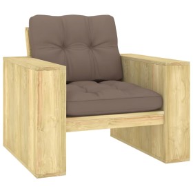 Silla de jardín y cojines gris taupe madera pino impregnada de , Sillas de jardín - Ref: Foro24-3065749, Precio: 164,99 €, De...