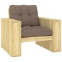 Garden chair and gray taupe impregnated pine wood cushions by , Garden chairs - Ref: Foro24-3065749, Price: 164,28 €, Discoun...