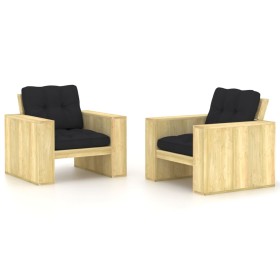 Garden chairs cushions 2 pcs black impregnated pine wood by , Garden chairs - Ref: Foro24-3065796, Price: 354,99 €, Discount: %