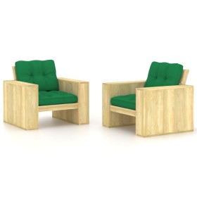 Garden chairs cushions 2 pcs green impregnated pine wood by , Garden chairs - Ref: Foro24-3065794, Price: 349,59 €, Discount: %