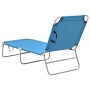 Tumbona plegable de acero y tela azul turquesa de , Tumbonas - Ref: Foro24-310329, Precio: 58,65 €, Descuento: %