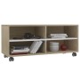 White and oak plywood TV cabinet with wheels 90x35x35cm by , TV Furniture - Ref: Foro24-800185, Price: 65,99 €, Discount: %