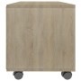 White and oak plywood TV cabinet with wheels 90x35x35cm by , TV Furniture - Ref: Foro24-800185, Price: 65,99 €, Discount: %