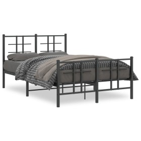 Bed frame with headboard and footboard black metal 120x190 cm by , Beds and slatted bases - Ref: Foro24-355576, Price: 108,99...