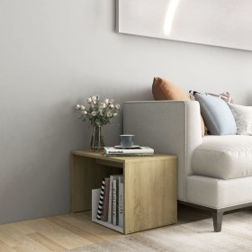 White and oak plywood side table 59x36x38cm by , Side tables - Ref: Foro24-806701, Price: 32,27 €, Discount: %