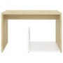 Mesa auxiliar de madera contrachapada blanco y roble 59x36x38cm de , Mesas auxiliares - Ref: Foro24-806701, Precio: 32,27 €, ...