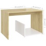 Mesa auxiliar de madera contrachapada blanco y roble 59x36x38cm de , Mesas auxiliares - Ref: Foro24-806701, Precio: 32,27 €, ...