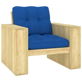 Garden chair and royal blue cushions impregnated pine wood by , Garden chairs - Ref: Foro24-3065751, Price: 161,99 €, Discoun...