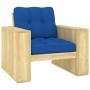 Garden chair and royal blue cushions impregnated pine wood by , Garden chairs - Ref: Foro24-3065751, Price: 161,97 €, Discoun...