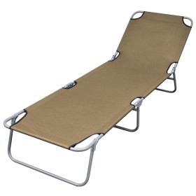 Folding lounger with adjustable taupe backrest by , Loungers - Ref: Foro24-44294, Price: 58,99 €, Discount: %