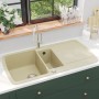 Fregadero de cocina de granito con dos senos beige de , Fregaderos - Ref: Foro24-144854, Precio: 280,61 €, Descuento: %