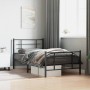 Bed frame with headboard and black metal footboard 100x190cm by , Beds and slatted bases - Ref: Foro24-355573, Price: 76,34 €...