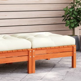 Garden stool with cushion solid wax brown pine wood by , Modular outdoor sofas - Ref: Foro24-838166, Price: 86,99 €, Discount: %