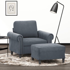 Dunkelgrauer Samtsessel mit Hocker 60 cm von , Sofas - Ref: Foro24-3201206, Preis: 229,19 €, Rabatt: %