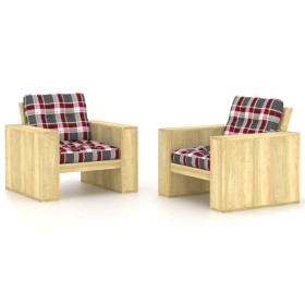 Garden chairs cushions 2 pcs impregnated pine wood pictures by , Garden chairs - Ref: Foro24-3065802, Price: 342,99 €, Discou...