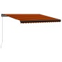 Toldo manual retráctil con LED naranja y marrón 400x300 cm de , Toldos - Ref: Foro24-3055229, Precio: 373,38 €, Descuento: %