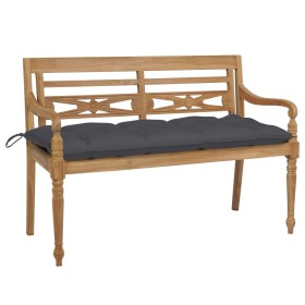 Batavia solid teak bench with anthracite gray cushion 120 cm by , garden benches - Ref: Foro24-3062169, Price: 214,16 €, Disc...