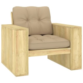 Garden chair and beige cushions impregnated pine wood by , Garden chairs - Ref: Foro24-3065744, Price: 161,99 €, Discount: %