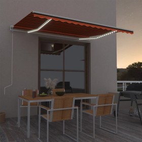 Automatic awning LED wind sensor orange brown 400x300 cm by , Awnings - Ref: Foro24-3068915, Price: 619,29 €, Discount: %