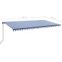 Toldo retráctil manual azul y blanco 600x350 cm de , Toldos - Ref: Foro24-3069236, Precio: 584,19 €, Descuento: %