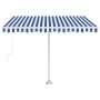 Automatic awning LED wind sensor blue and white 300x250 cm by , Awnings - Ref: Foro24-3069511, Price: 551,11 €, Discount: %