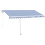 Automatic awning LED wind sensor blue and white 400x300 cm by , Awnings - Ref: Foro24-3069551, Price: 716,65 €, Discount: %