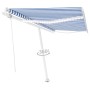 Automatic awning LED wind sensor blue and white 400x300 cm by , Awnings - Ref: Foro24-3069551, Price: 716,65 €, Discount: %